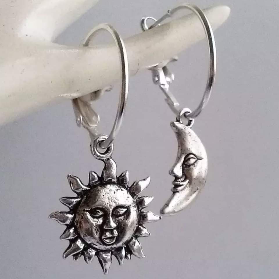 Sun and Moon Face Hoop Earring Jewelry Set