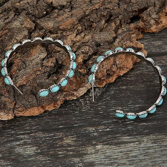 Boho Earrings with Vintage-Style Oval Stones