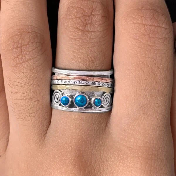 Multi-Layer Vintage Ring with Turquoise Stones