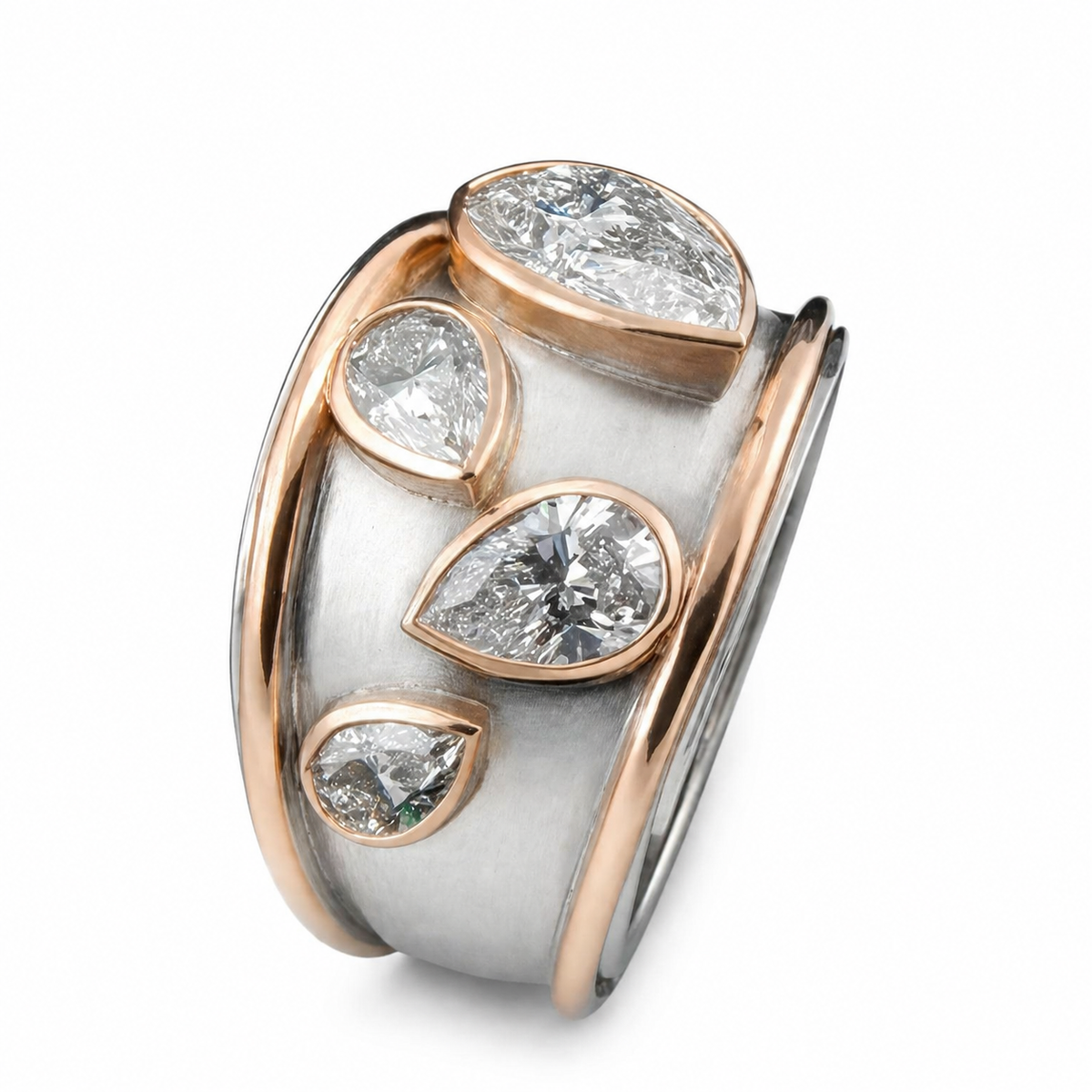 Vintage Stainless Steel Ring with Bezel-Set Cubic Zirconia