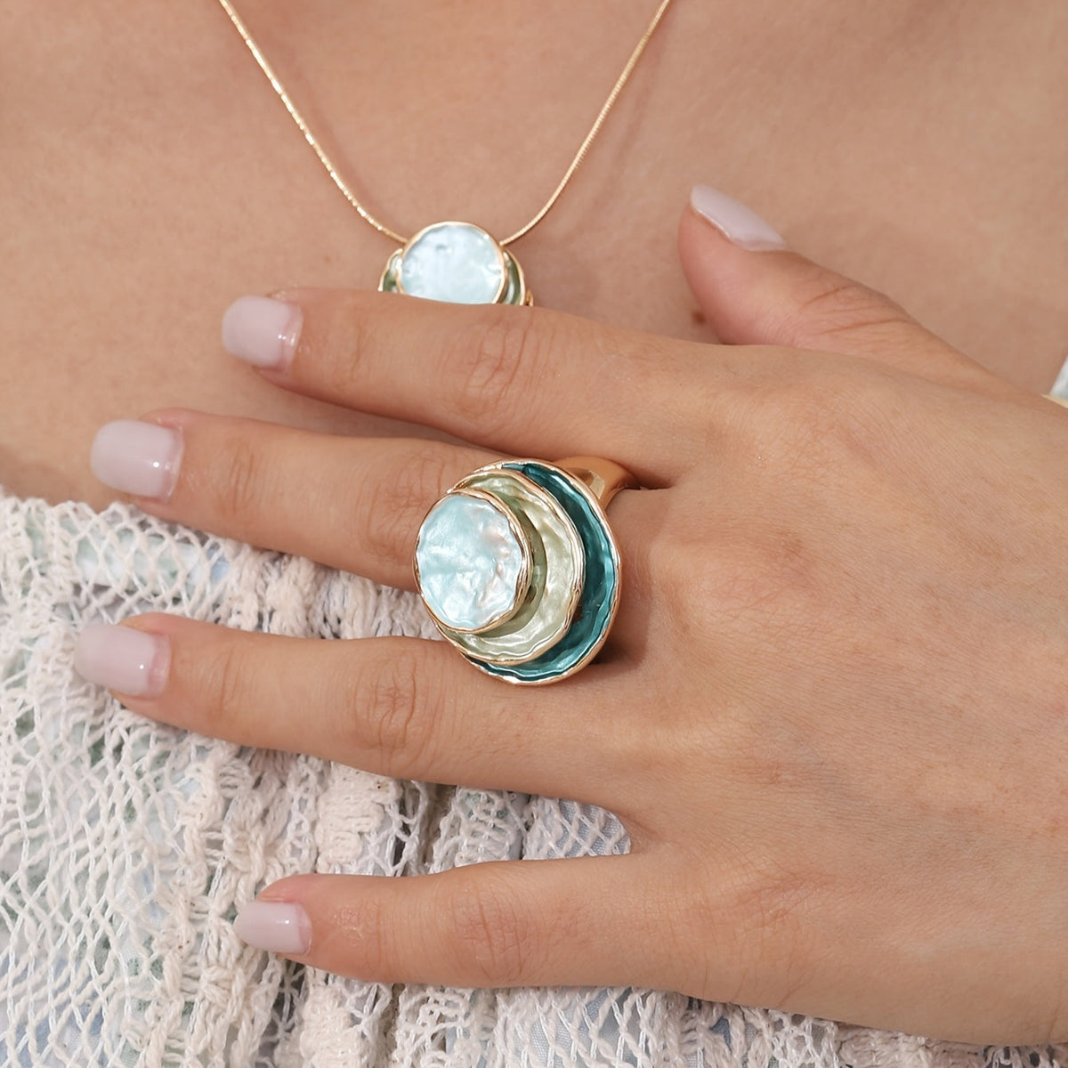 Three-Layer Enamel Boho Ring