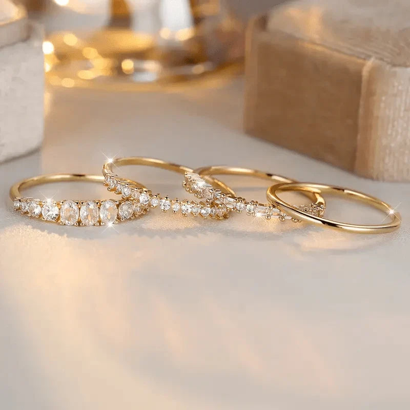Stackable Ring Set with Cubic Zirconia – Elegance That Shines