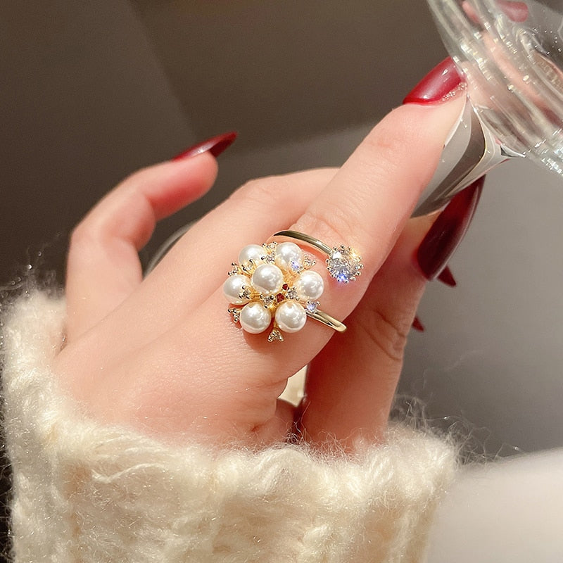 Adjustable Ring with Fluffy Beads
