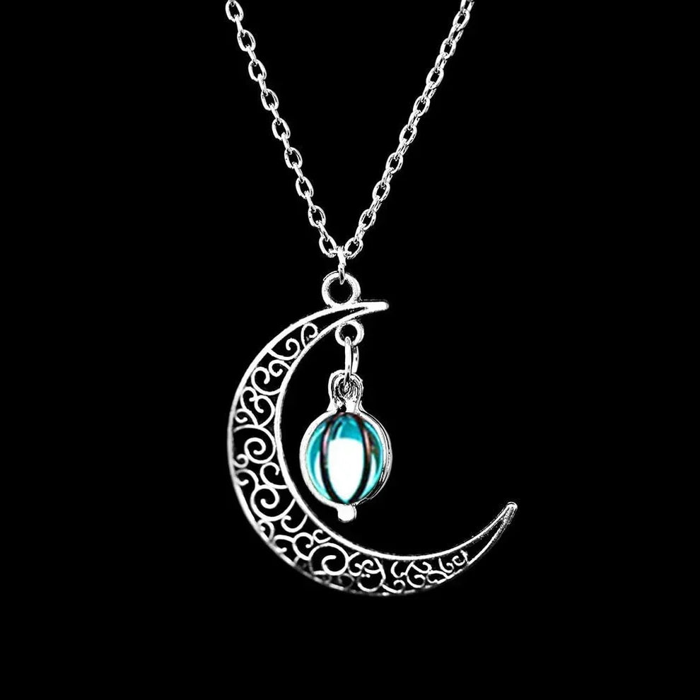 Luminous Moon Necklace with Radiant Ball Pendant