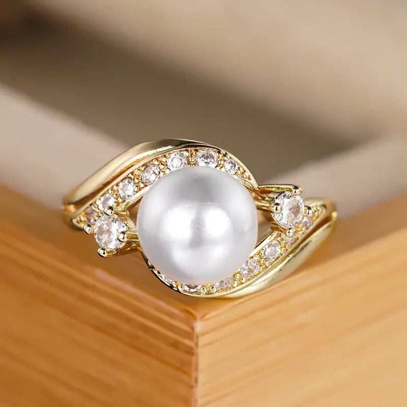 Vintage Ring with Gold Pearl Center