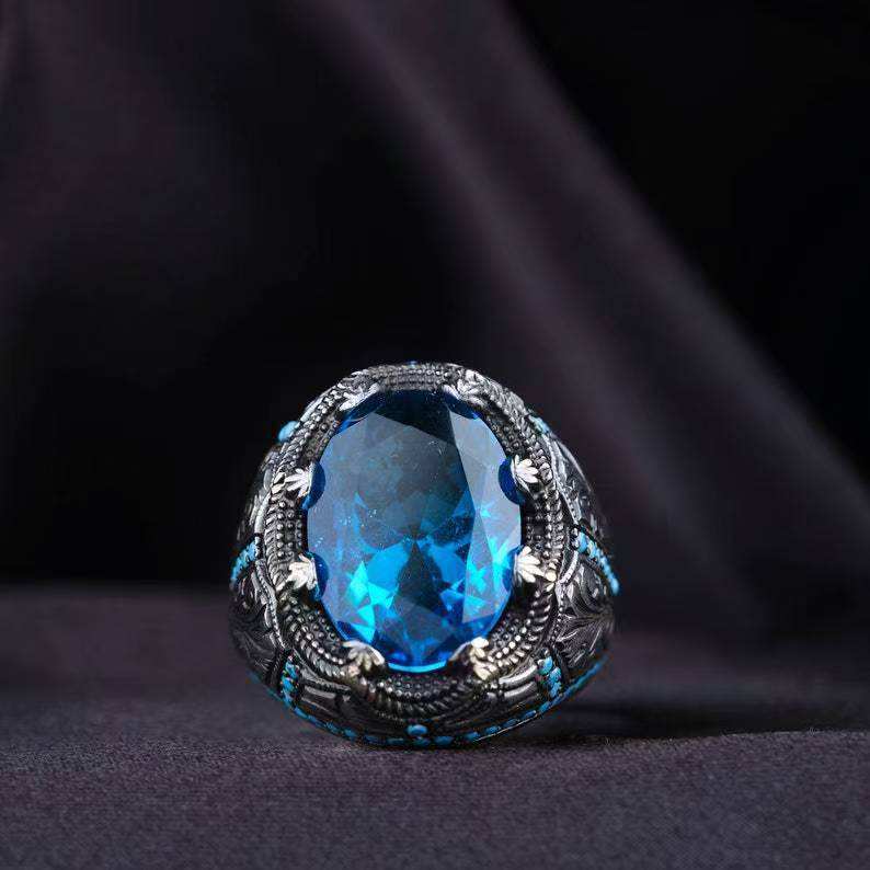 Artisan Vintage Ring with Blue Stone