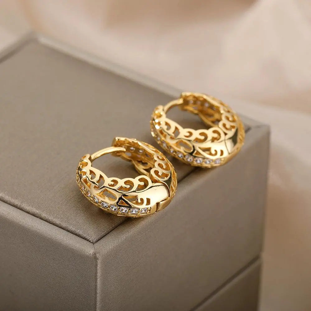 Luxurious hoop earrings adorned with sparkling cubic zirconia stones