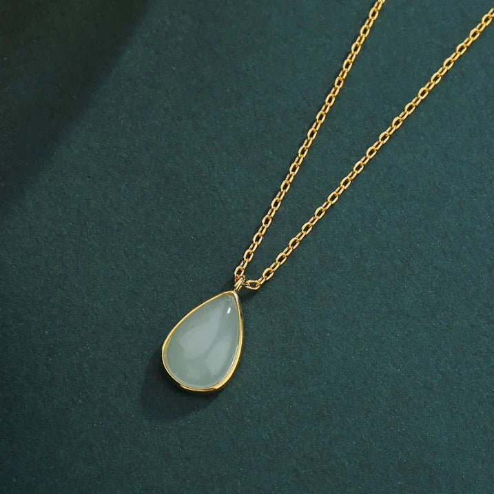 Elegant Teardrop Moonstone Necklace with Delicate Gold-Tone Frame