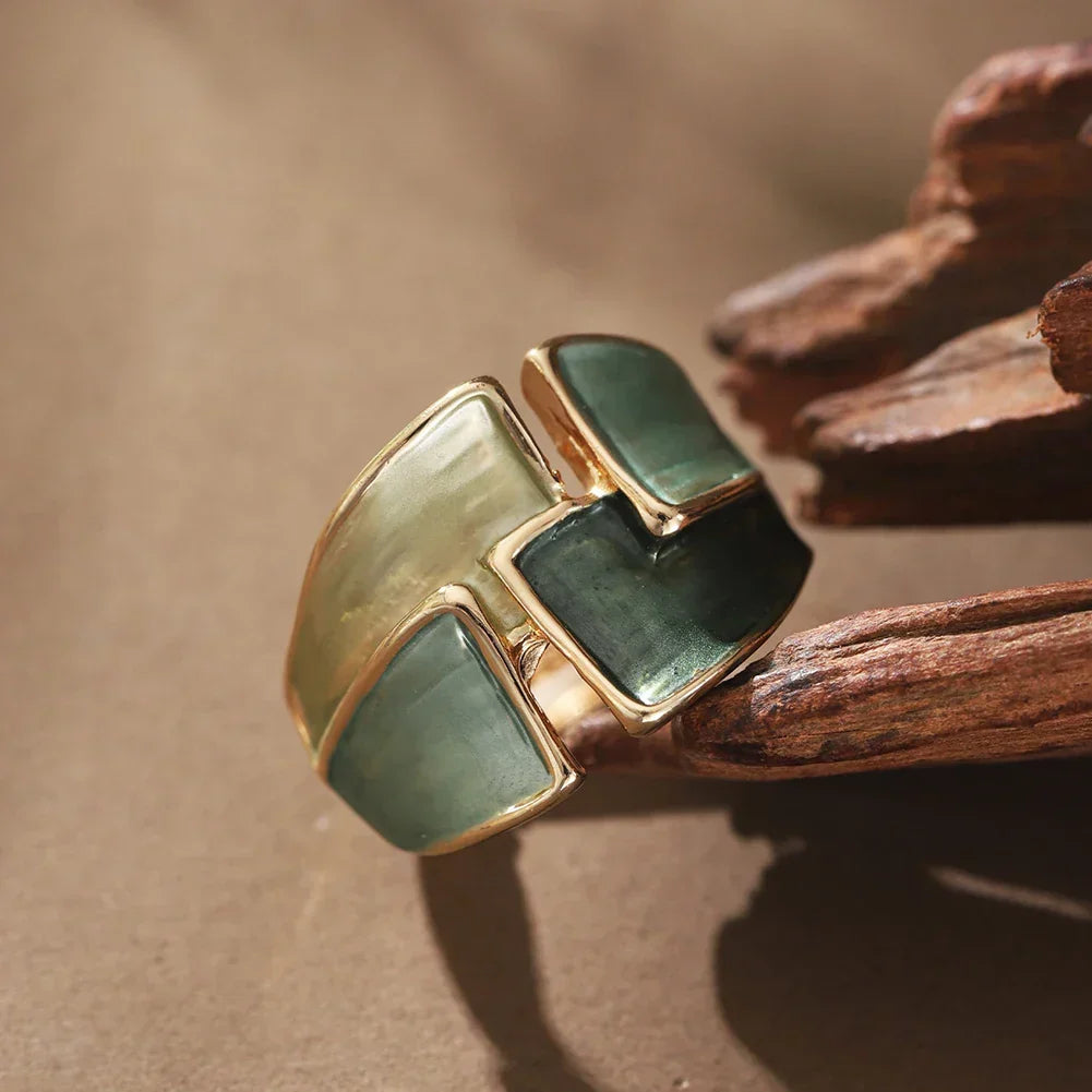 Enameled Geometric Ring
