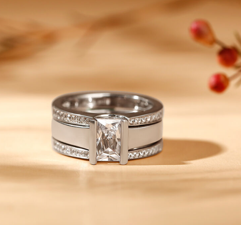 Three-Piece Ring with Cubic Zirconia