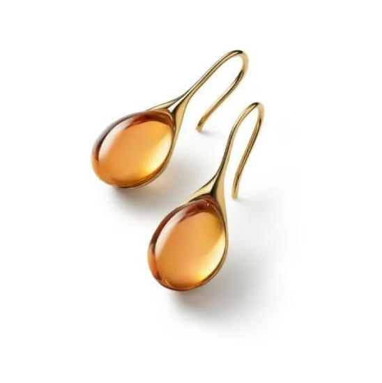 Elegant earrings featuring teardrop-shaped cabochons in vibrant colours
