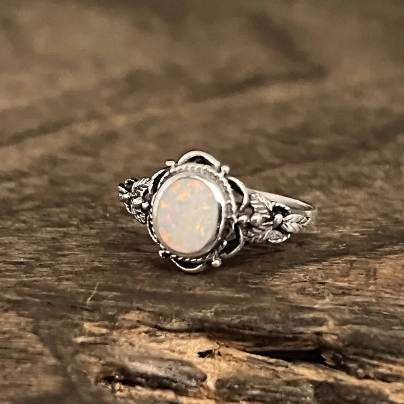 Pink Stone Ring with Pyramid Design