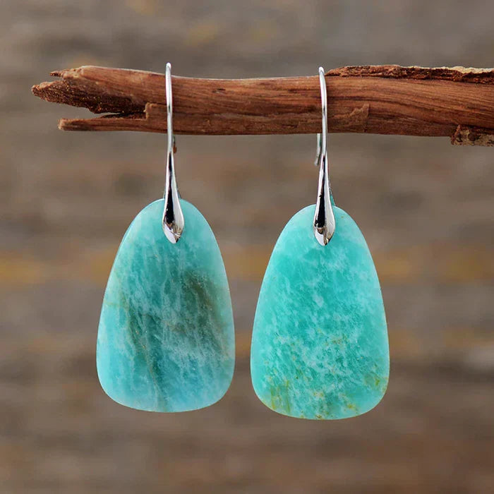 Elegant Amazonite Dangle Earrings with Natural Stone Charm