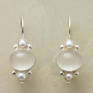 Vintage earrings with moonstone and delicate pearl detailing