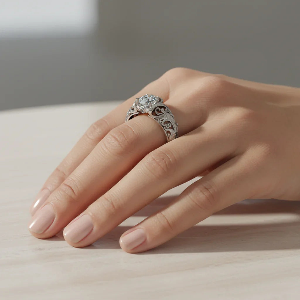 Exotic Silver Ring with Crystal