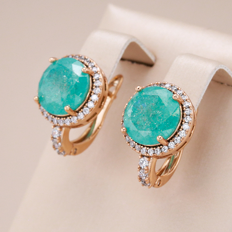 Brilliant Earrings with Faceted Turquoise and Radiant Cubic Zirconia