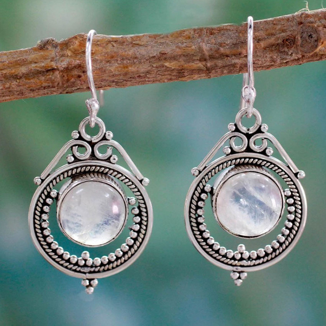 Vintage-Style Boho-Chic Moonstone Earrings for Women