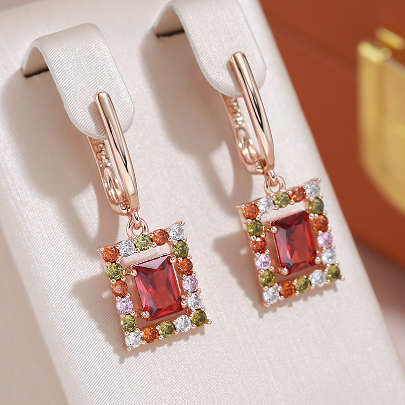 Elegant rose gold earrings with sparkling crystals and dazzling gemstones