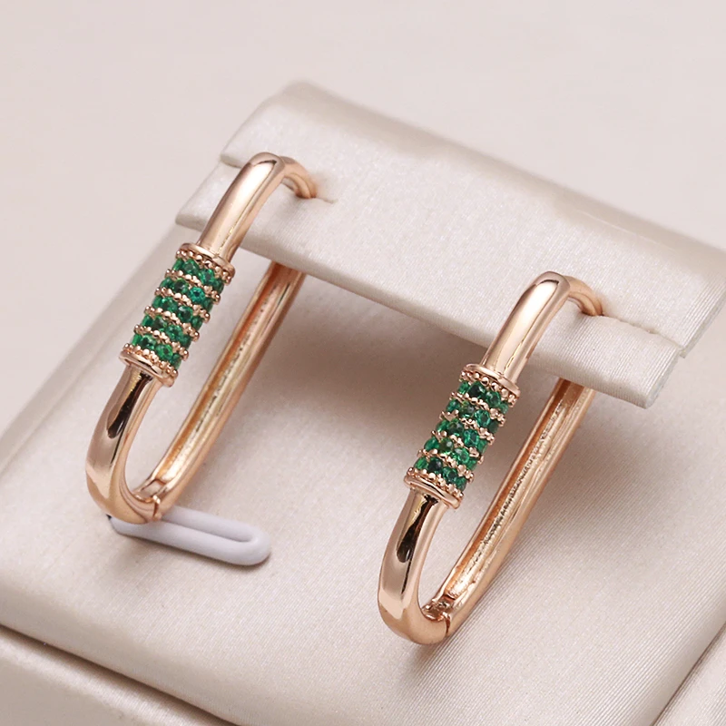 Elegant Rose Gold Earrings with Brilliant Green Cubic Zirconia