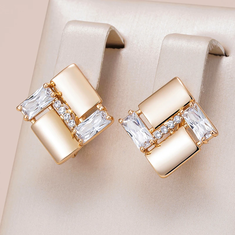 Elegant geometric earrings with sparkling cubic zirconia accents for women