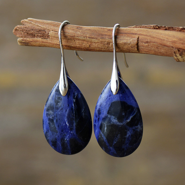 Elegant Sodalite Dangle Earrings with Modern Hook Closure