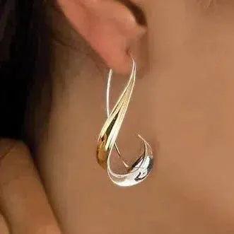 Elegant Dangle Earrings with Two-Tone Design for Women