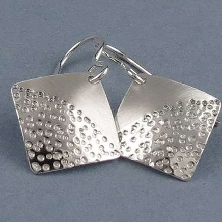 Modern hammered earrings with a square design