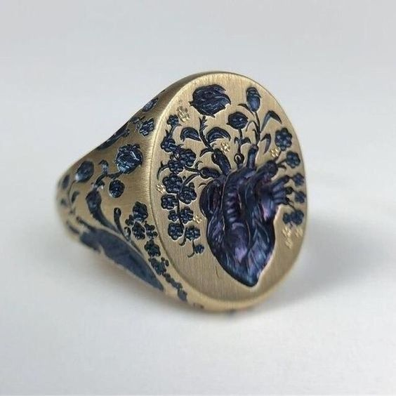 Vintage Ring with Blue Flower