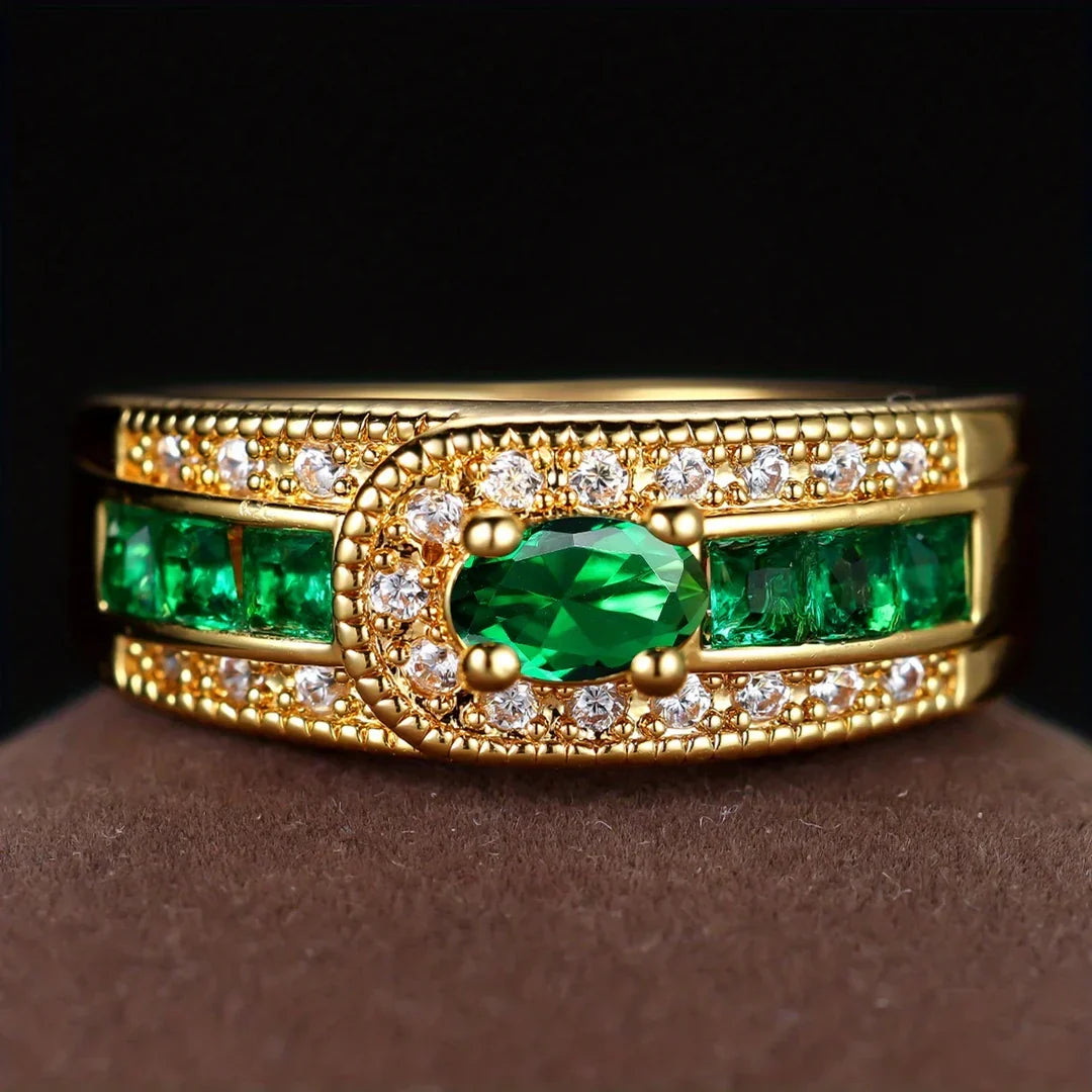Elegant Ring with Green Cubic Zirconia