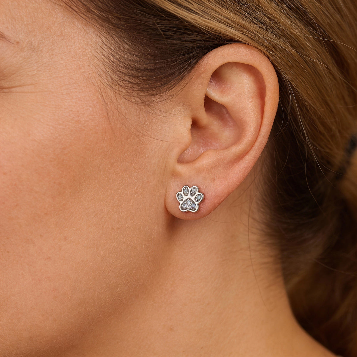 Brilliant Paw Print Earrings with Sparkling Crystals