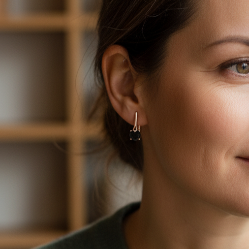 Elegant earrings with black cubic zirconia stones