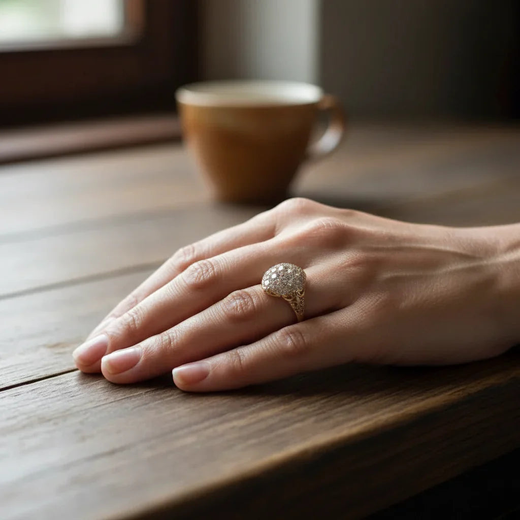 Round Vintage Gold Ring with Diamonds