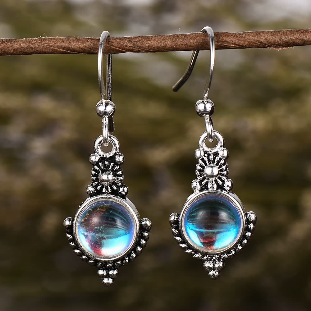 Mystic Rainbow Moonstone Dangle Earrings for Women