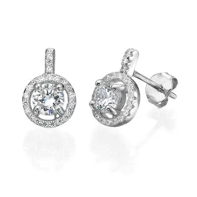 Brilliant Cubic Zirconia Halo Design Earrings for Elegant Women