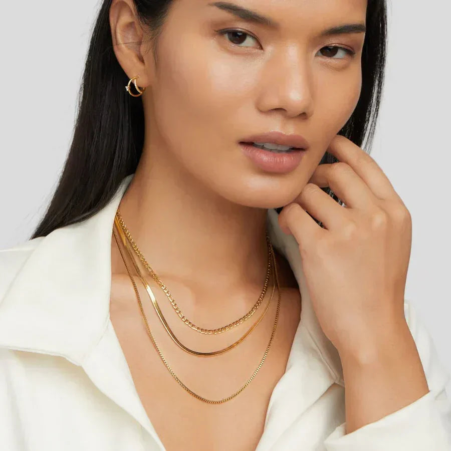 Modern Triple-Layer Necklace with Assorted Chains