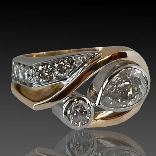 Vintage Stainless Steel Ring with Cubic Zirconia