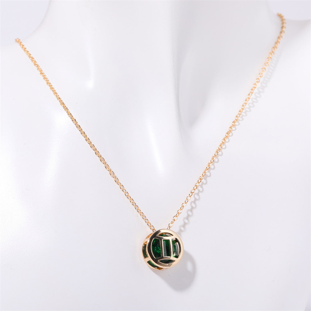 Delicate Zodiac Sign Necklace with Sparkling Pendant and Colorful Inlay