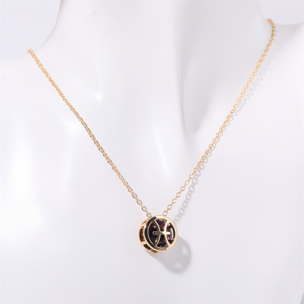 Delicate Zodiac Sign Necklace with Sparkling Pendant and Colorful Inlay