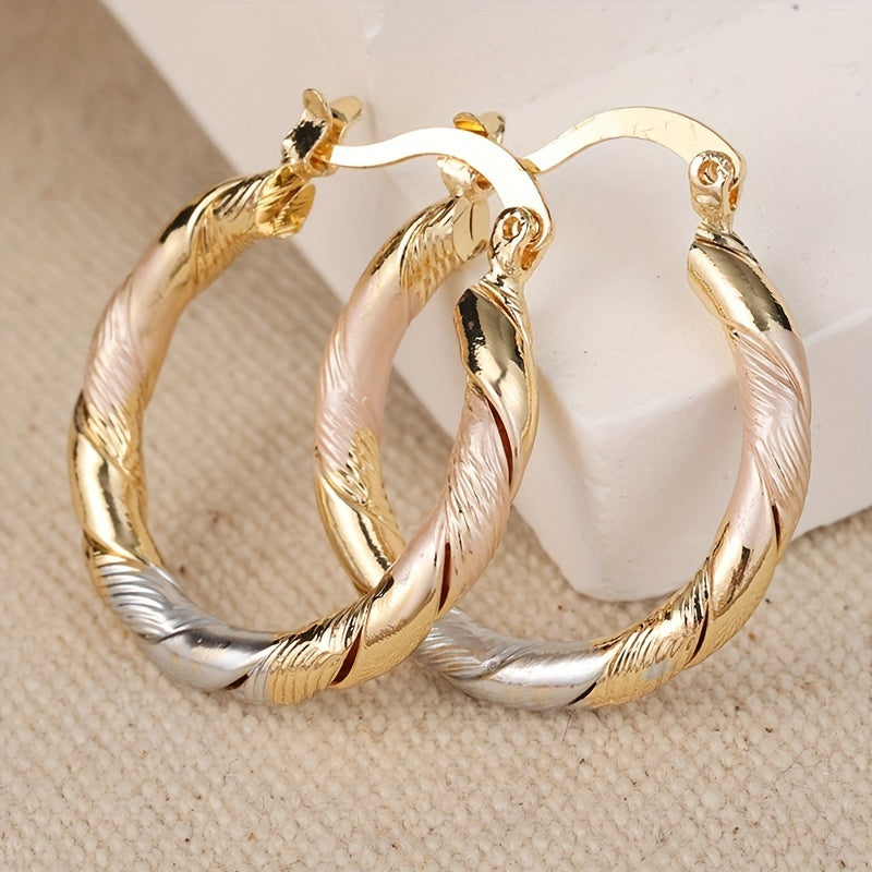Elegant hoop earrings with twisted gradient designs for women
