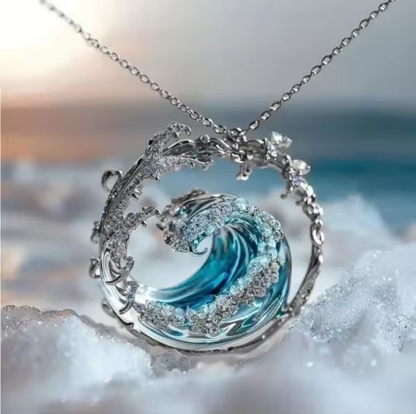 Ocean Wave Crystal Necklace