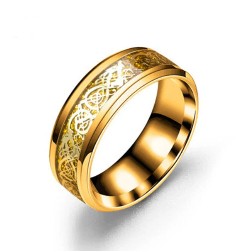 Stainless Steel Ring with Celtic Dragon Design