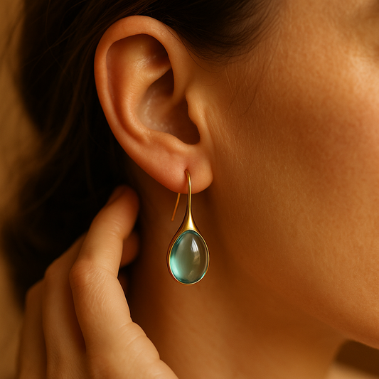 Aquamarine Blue Dangle Earrings with Elegant Hook Clasp
