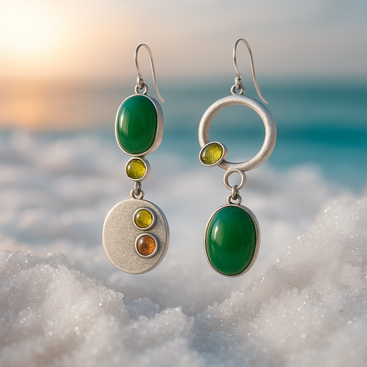 Green and Amber Nautical-Style Dangle Earrings