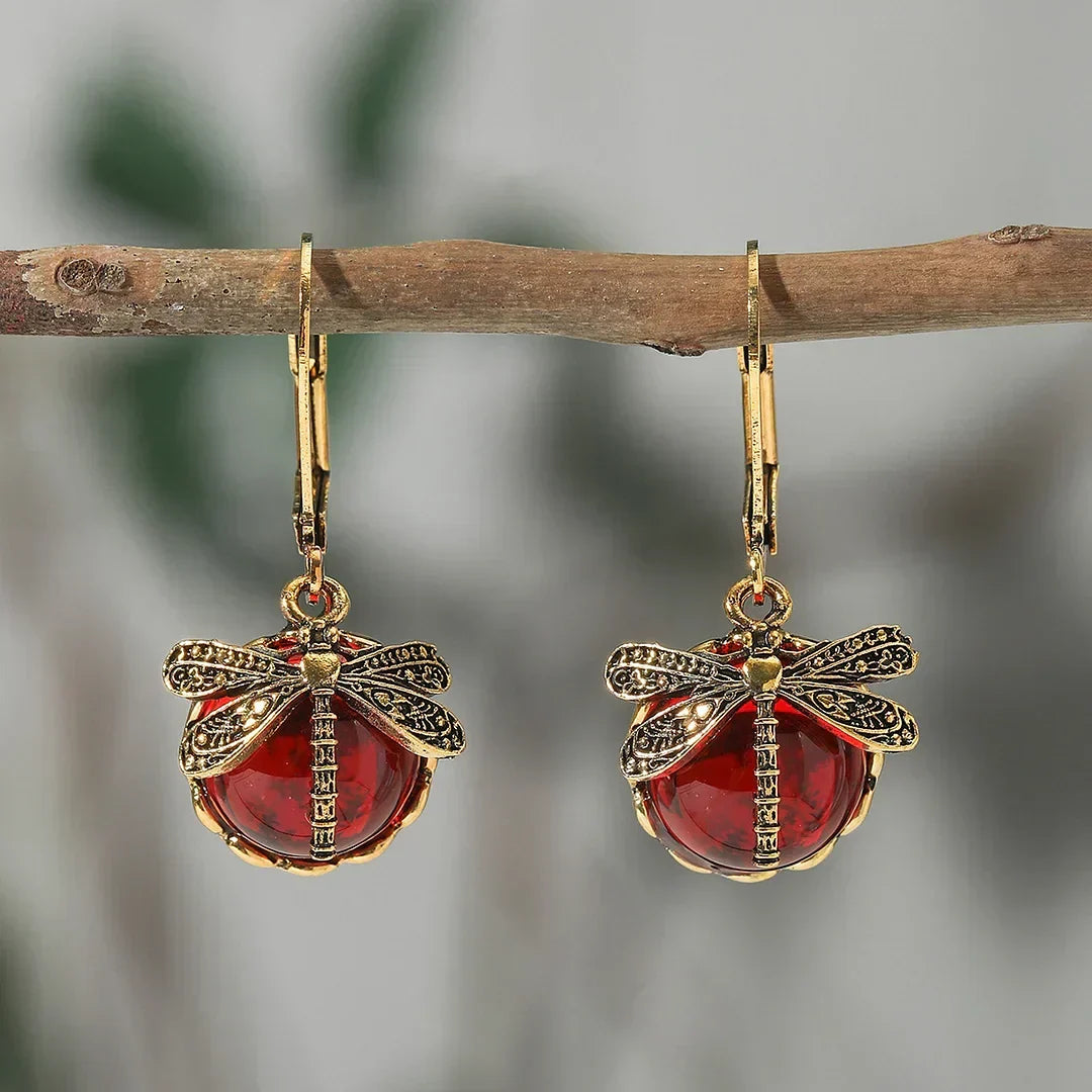 Dragonfly earrings with sparkling glass beads in various colours