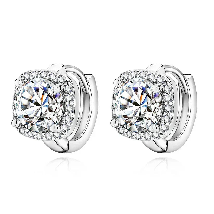 Elegant Zirconia Earrings with a Halo Design
