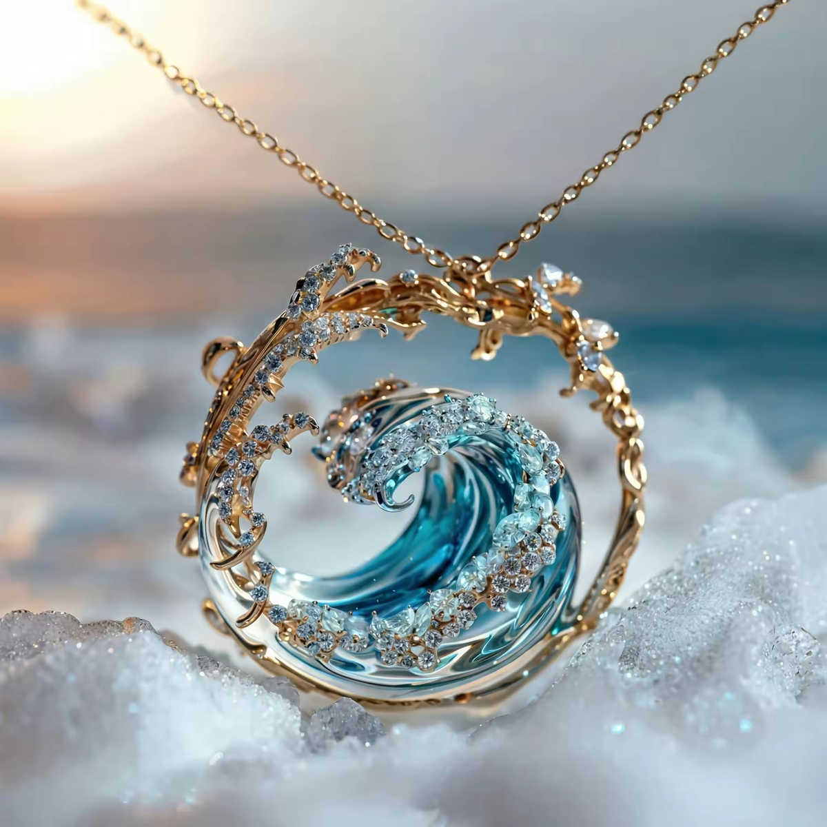 Ocean Wave Crystal Necklace