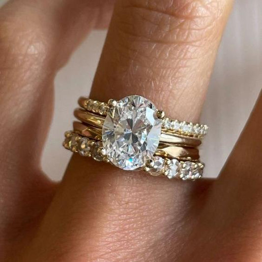 Vintage Ring Set with Sparkling Cubic Zirconia