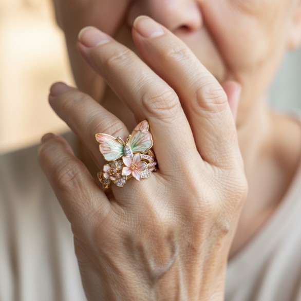 Butterfly Ring with Cubic Zirconia