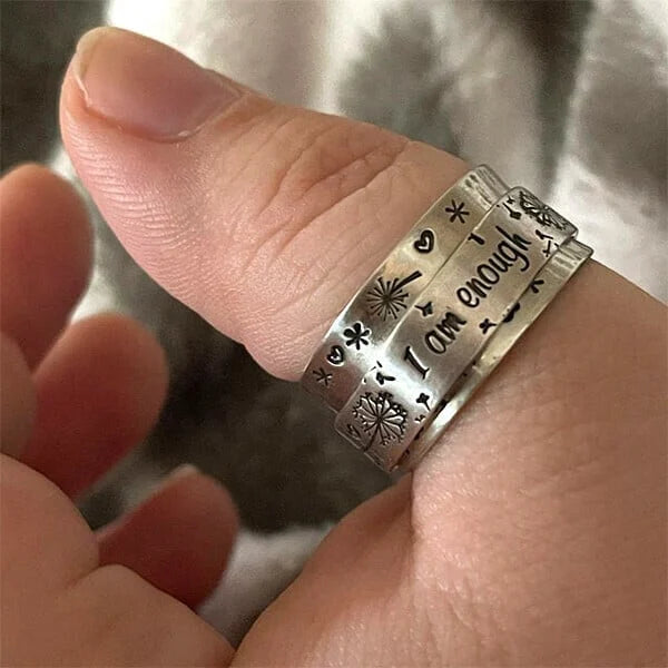 "I Am Enough" Meditation Ring with Dandelion