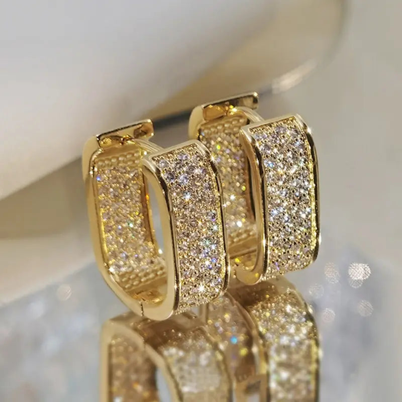 Brilliant U-Shaped Earrings with Sparkling Crystal Pave Design